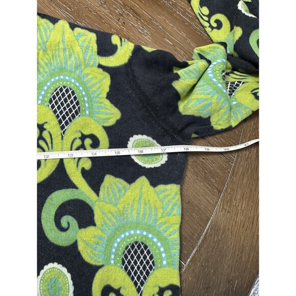 VGUC J. McLaughlin Henley Sweater Medium Navy Lime Green Print READ - Picture 10 of 11